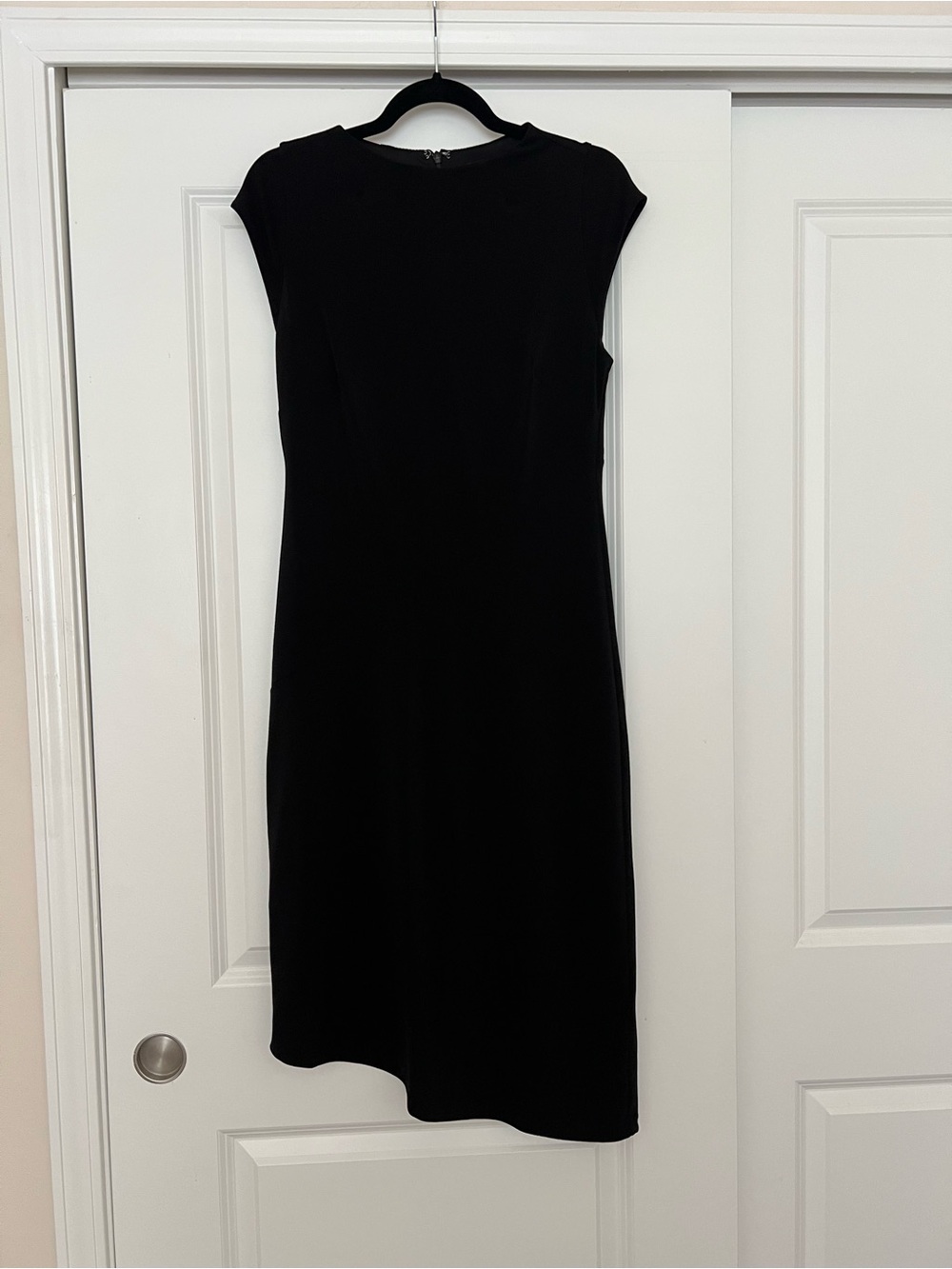 Banana Republic Black Midi Cap-Sleeve Sheath Dress